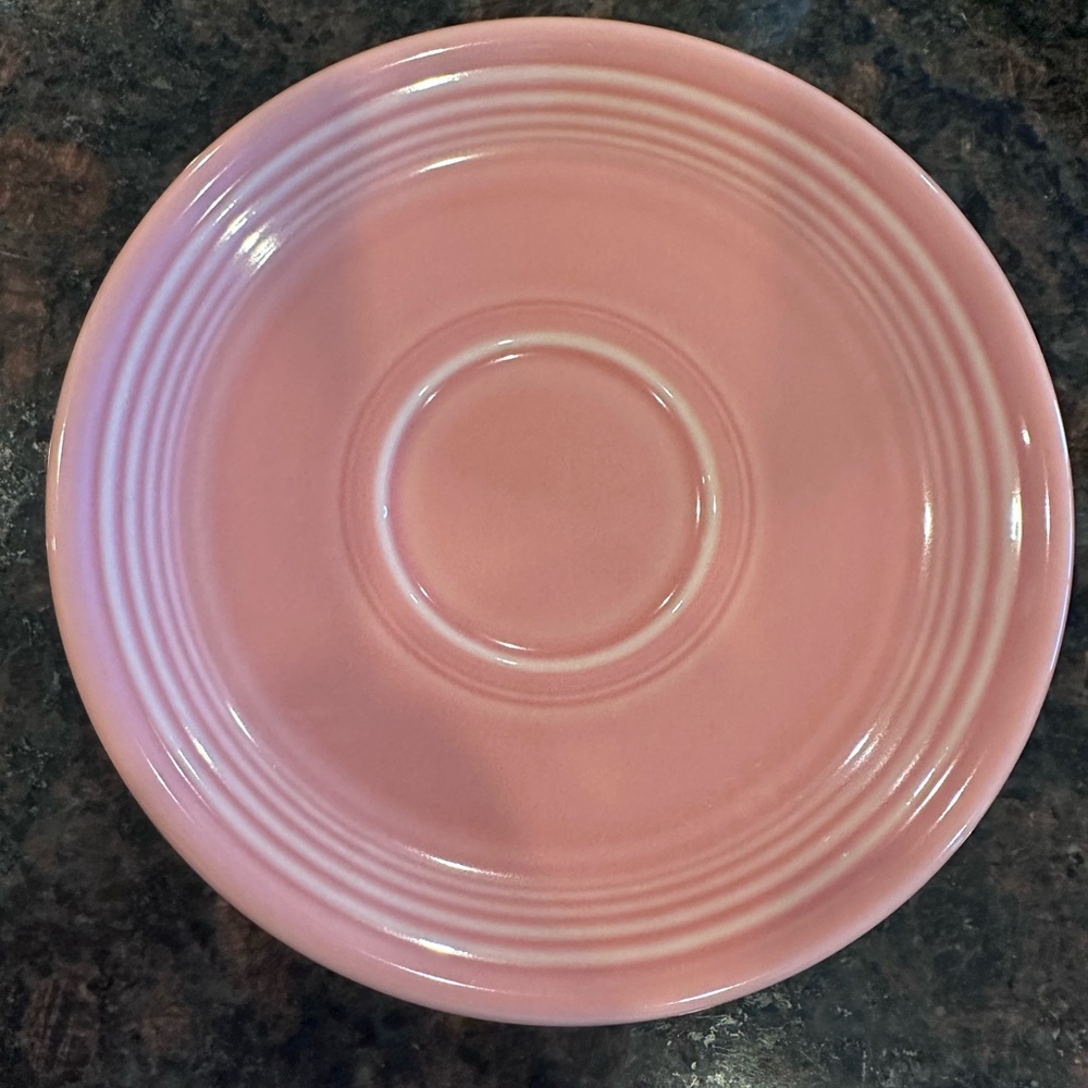 Fiesta Pink Saucer with Ribbed Concentric Design